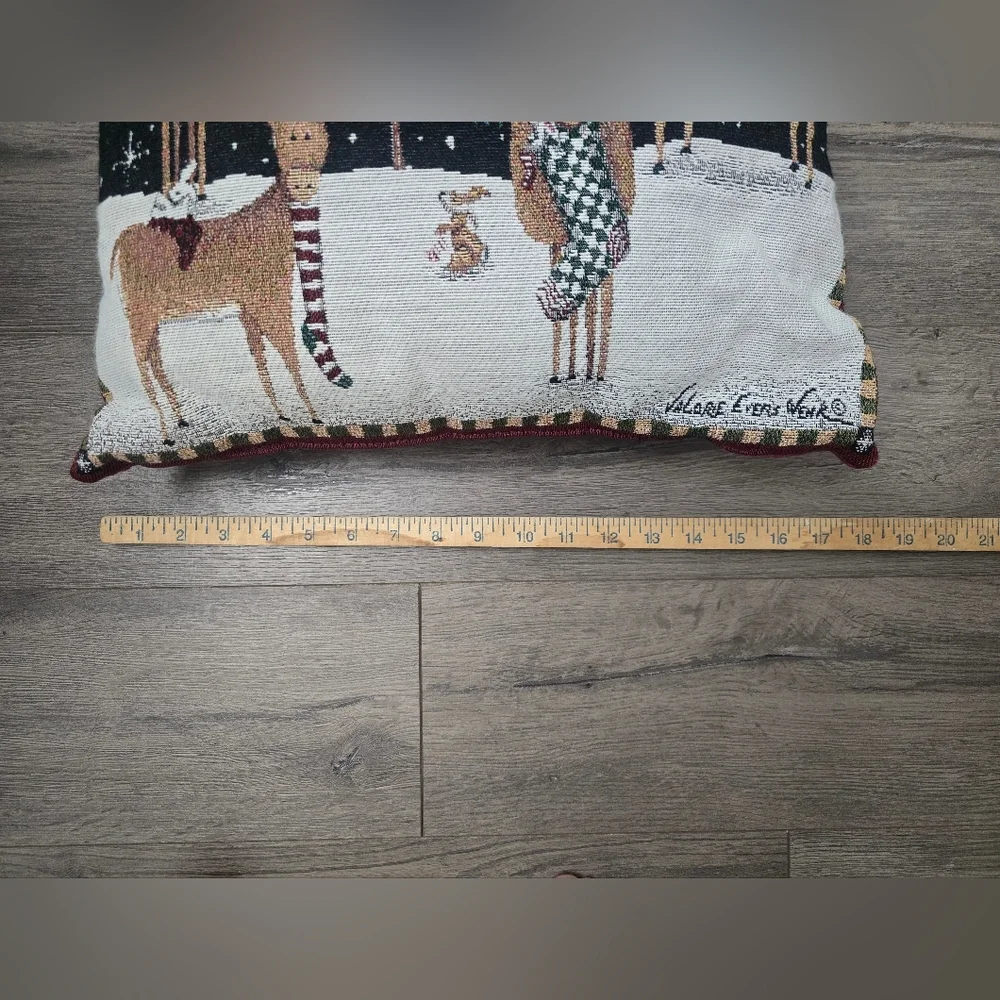Christmas VTG Valorie Evers Wenk Reindeer Starry Night Tapestry Accent Pillow